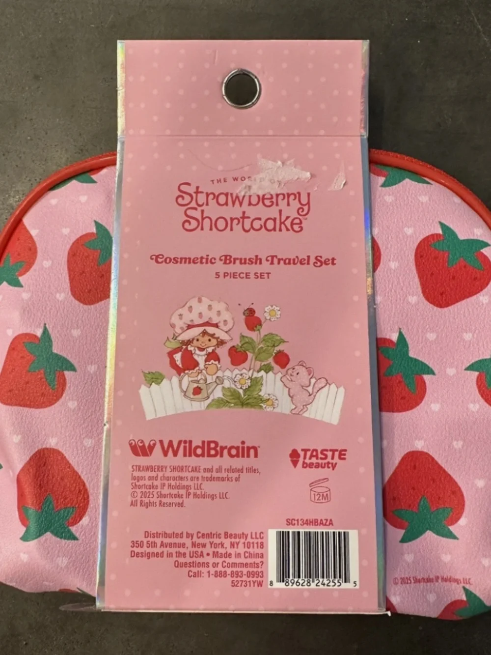 Strawberry Shortcake Zipper Cosmetic Brush Travel Set - 5 Piece Set - NEW!!